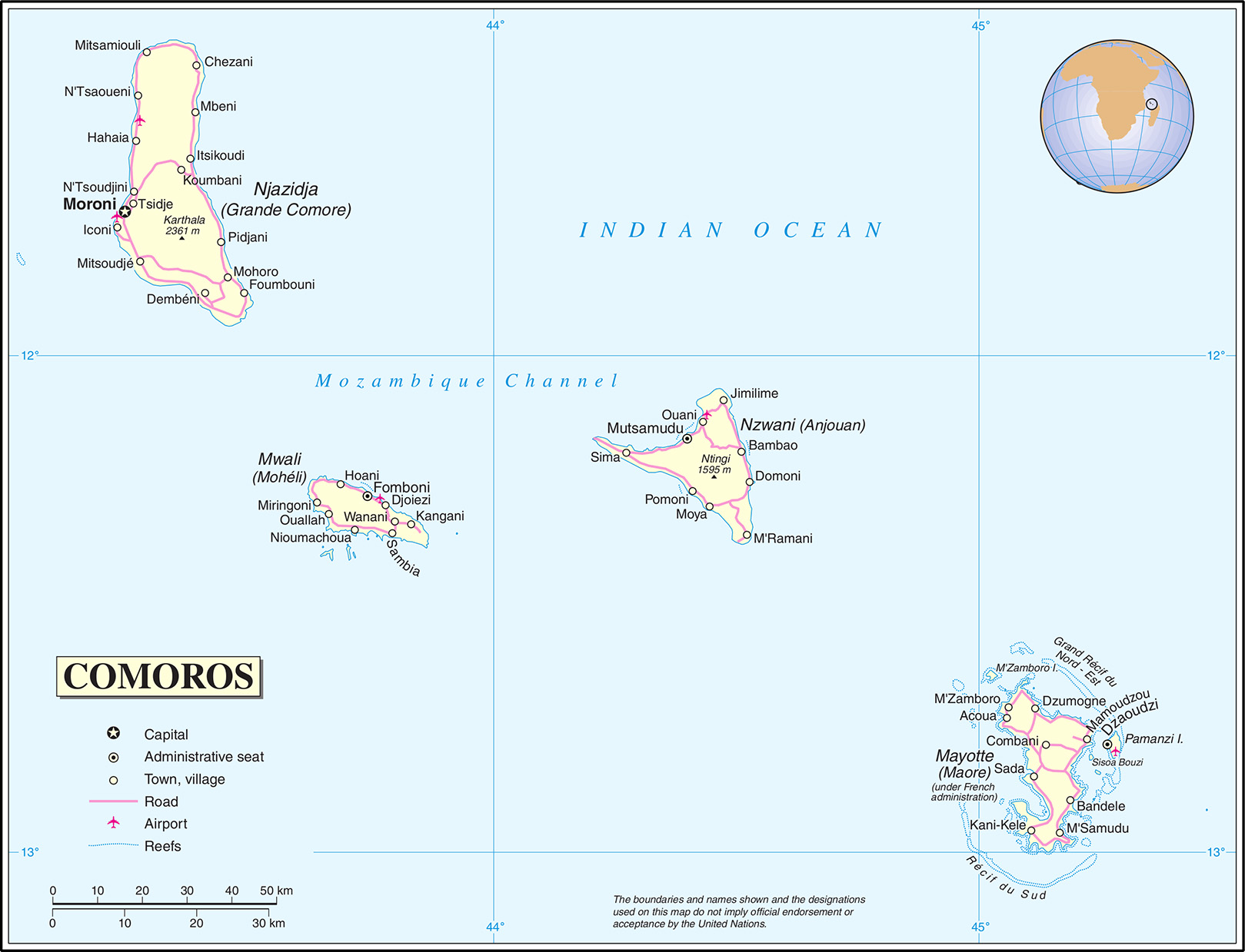 185 MAP COMOROS ISLANDS
