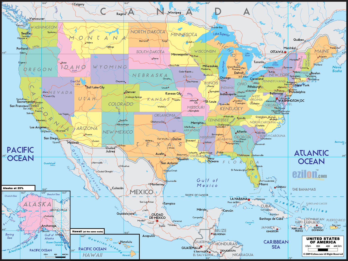 USA political map