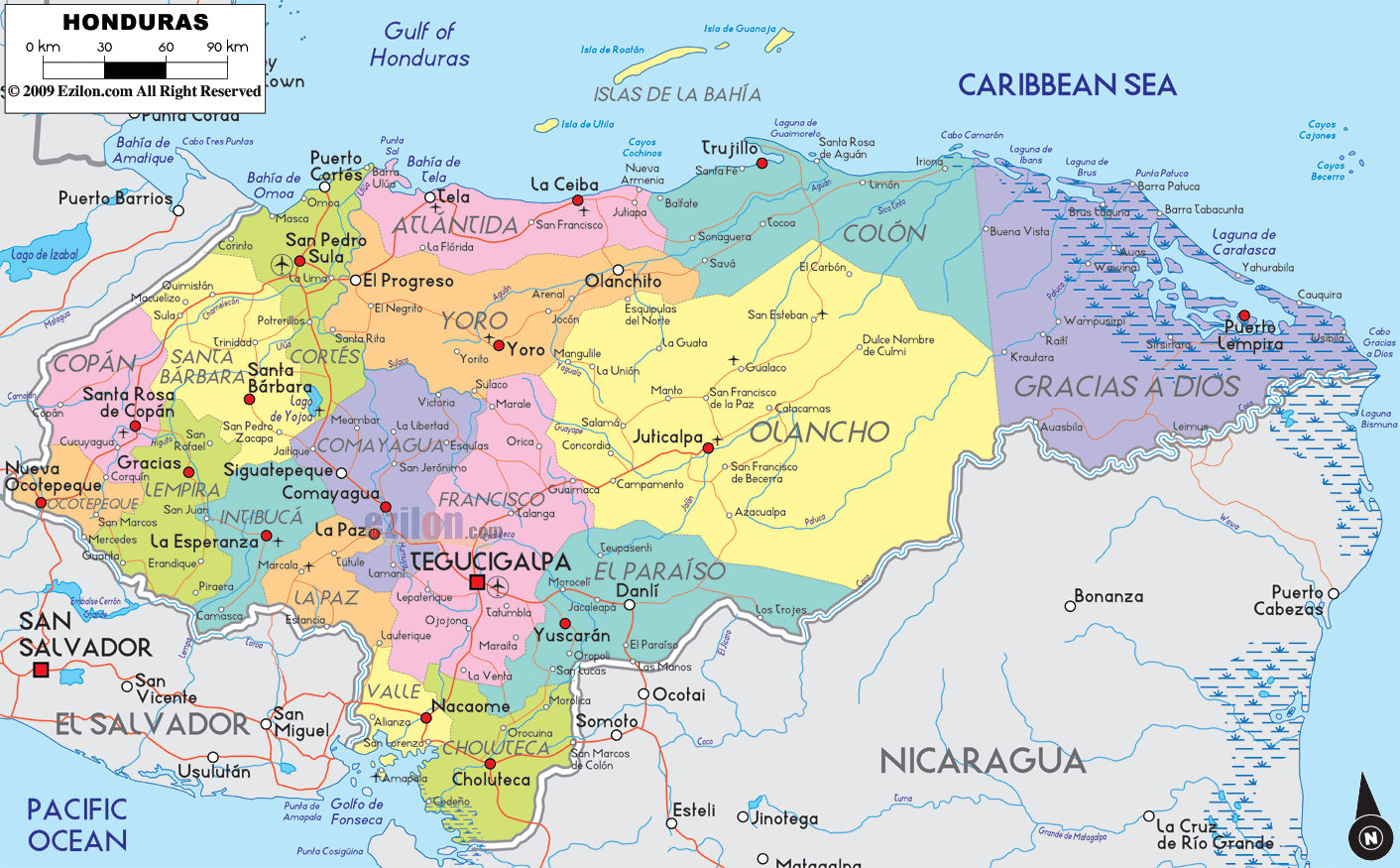 political-map-of-Honduras