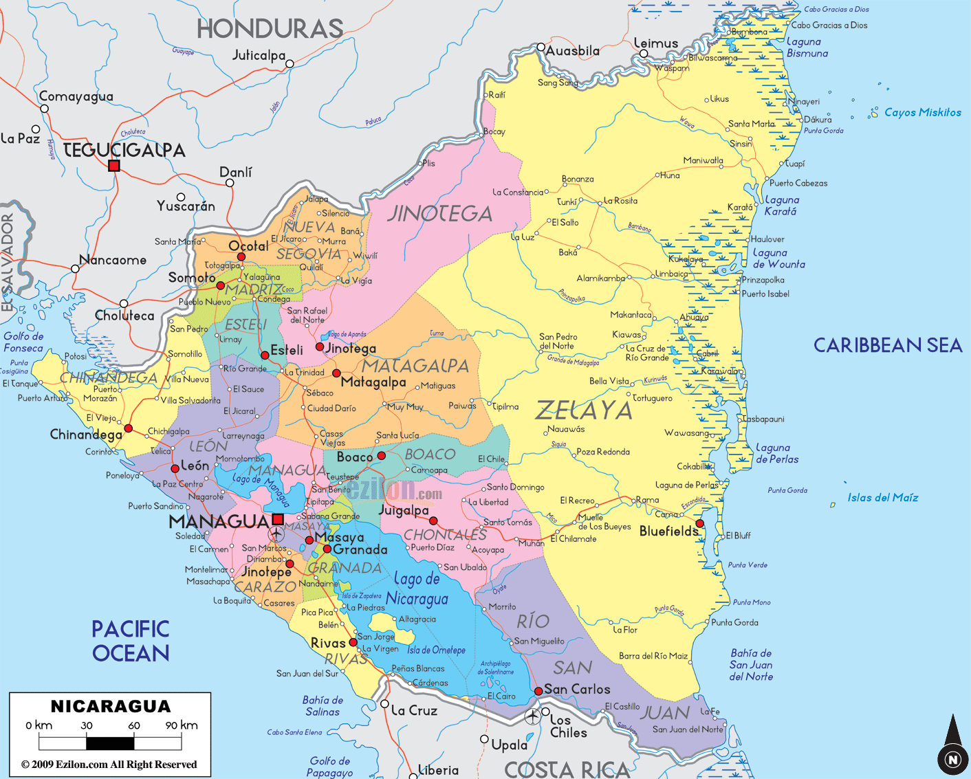 political-map-of-Nicaragua