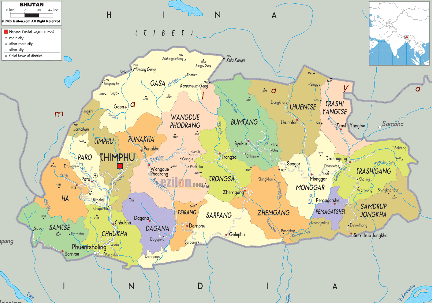 political-map-of-Bhutan