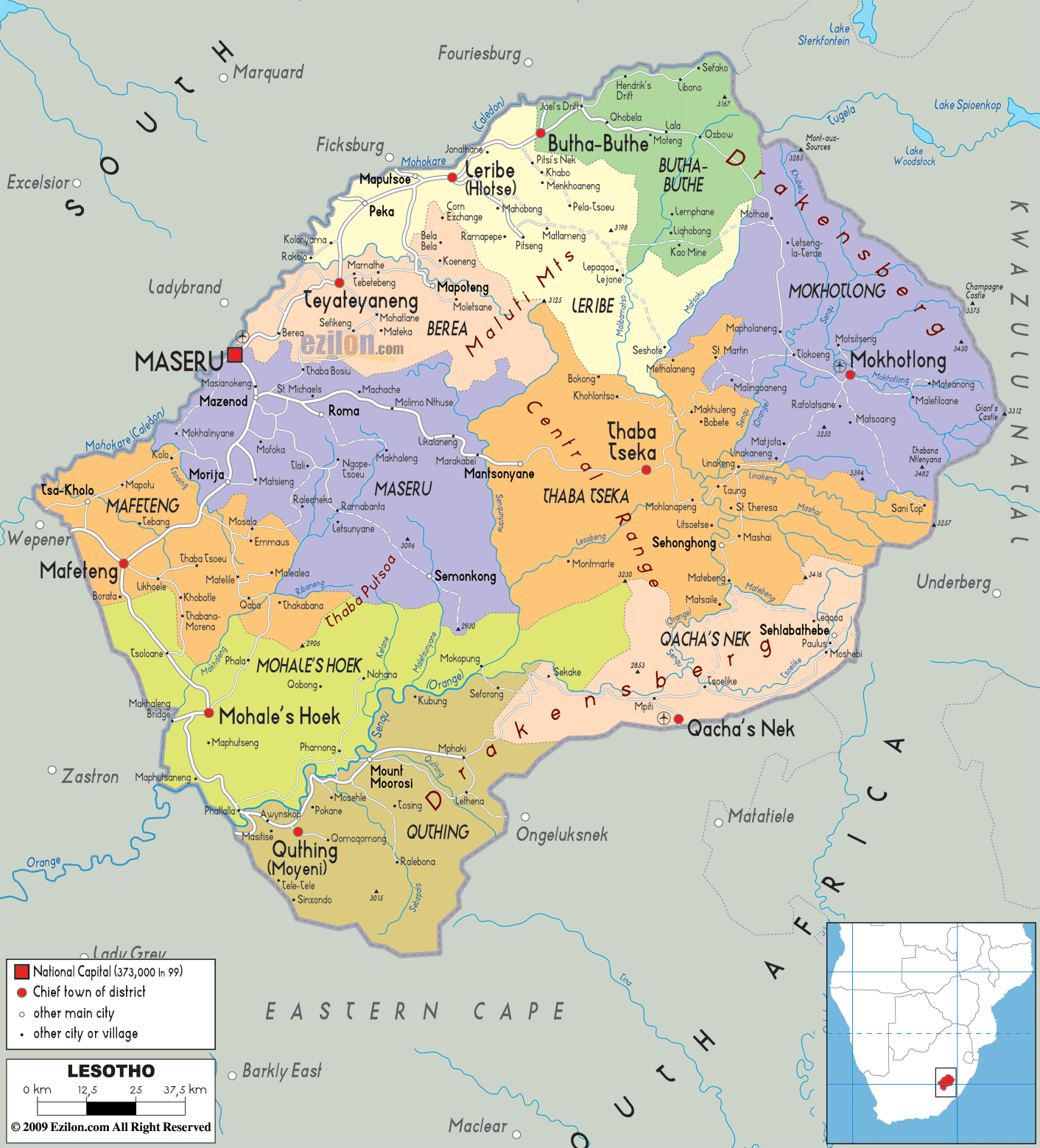 political-map-of-Lesotho